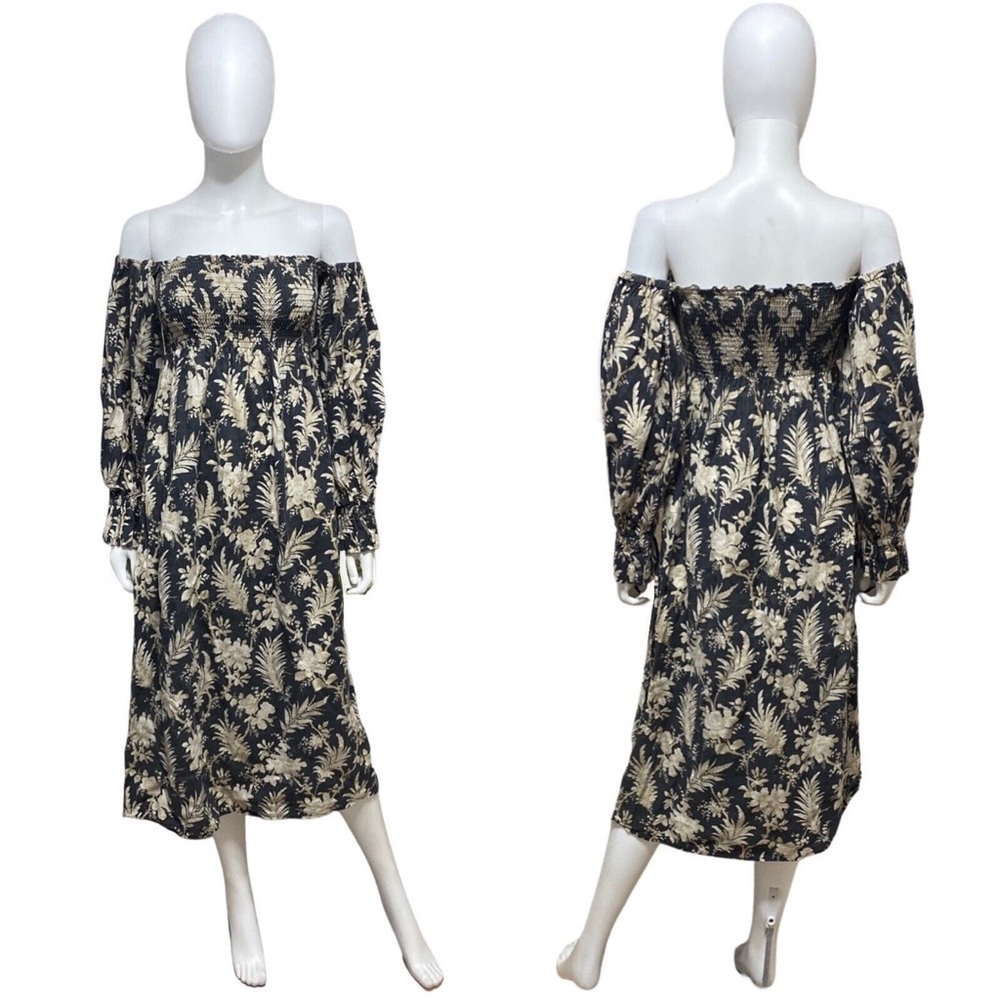 Tuckernuck Linen Floral Off-Shoulder Dress